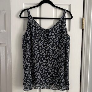 Cabi Women's Blue Black Gray Patterned Tank